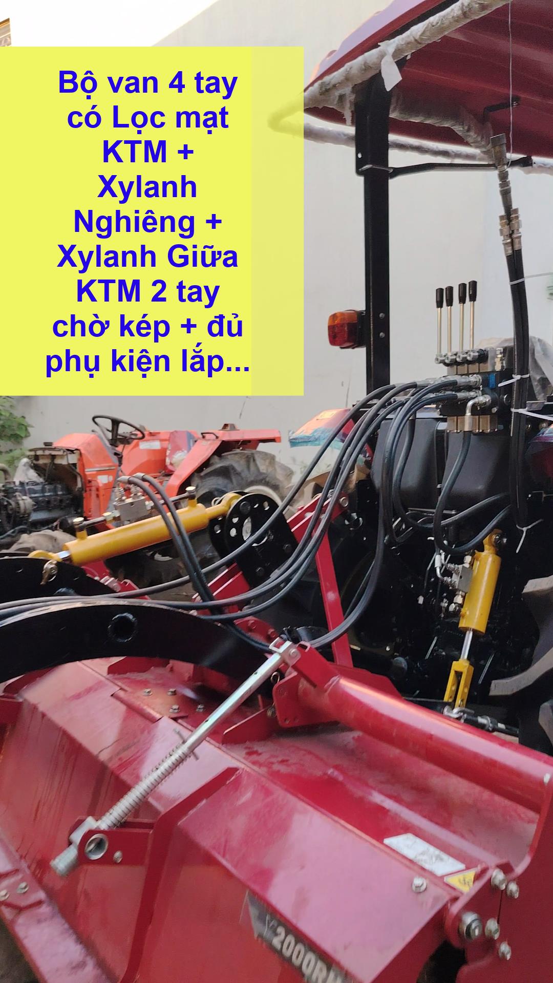 Bộ van 4 tay có lọc mạt KTM + 1 xyalnh giữa + 1 xylanh nghiêng KTM đủ phụ kiện lắp